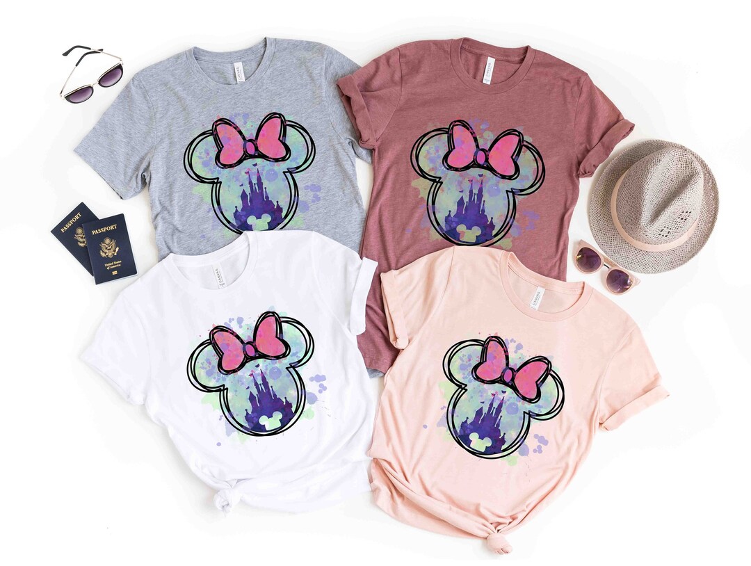 Disney Watercolor Minnie Castle T-shirt Minnie Watercolor - Etsy