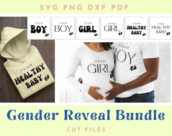 Gender Reveal SVG Bundle, Team healthy baby svg, Team boy svg, Team girl svg, Gender reveal tshirt, Mommy to be, pregnancy svg, cut files