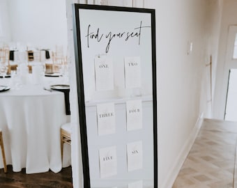 Modern Black and White Wedding Seating Chart Table Template, INSTANT Editable Download