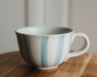 Cute Stripes Ceramic Tea Cup - Hand made ceramic mug, ceramic cup, striped, quirky, cute, gift idea, Alice in Wonderland, fairy tale