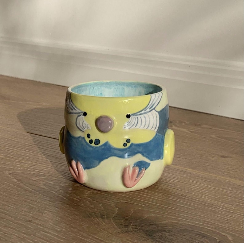 Custom Ceramic Pet Cup personalised dog, cat, bird coffee mug, tea cup, bubble planter, handpainted, handmade, unique quirky gift No handle, No Tail