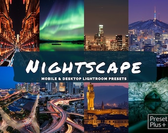 15 ajustes preestablecidos de fotos de Lightroom para dispositivos móviles y de escritorio de Night Scape, filtros de fotos de Nightscape City Scape para editar fácilmente la cámara de iPhone y Android