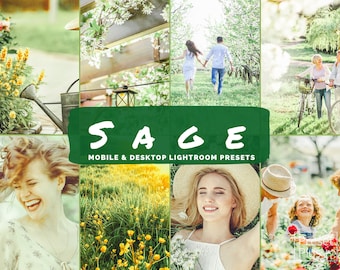 10 Sage Mobile And Desktop Lightroom Presets, Spring, Summer, Outdoor Presets, Green Presets For Easy Photo Editing