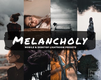 10 ajustes preestablecidos de Lightroom para dispositivos móviles y de escritorio de Melancholy, filtro de fotos de Instagram para blogueros, filtros oscuros y pensativos para edición de fotos de Android