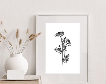 Bloemen wall printable art | Minimale bloemenprint | Line Art Bloem | Wildflower Printable Art | Botanische bloemen |