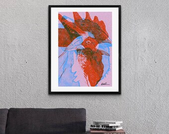 Fox And Rooster - PRINT
