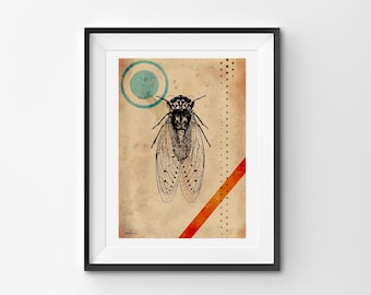 Cicada Art Print: Summer Brood Illustration (8.5x11)