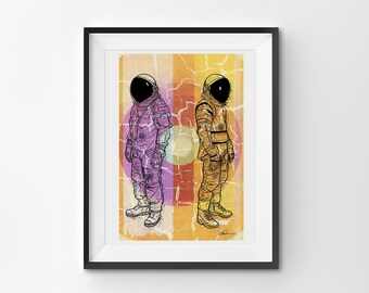 Spacemen Art Print: Abstract Space Illustration (8.5” x 11”)