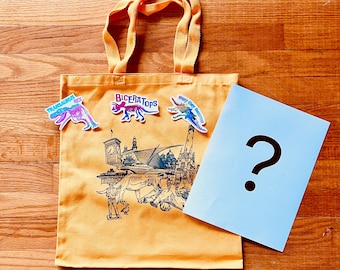 Milwaukee Landmark Tote / LGBTQ Pride Dino Stickers / Mystery Print - SPECIAL