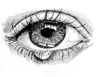 Teary Eye Print: Pen and Ink Drawing (8.5" x 11")