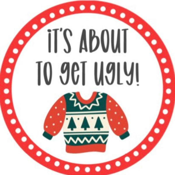 Printable 3" Christmas Ugly Sweater Tag, Ugly Sweater Tags, Christmas Winter Tag, Christmas Tag, Goodie Tag, Party Favors, Instant Download