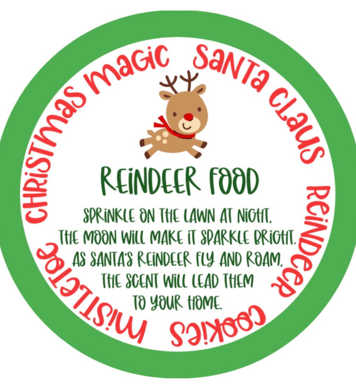 Reindeer Food Tags Printable File Instant Download / Reindeer Food Tag ...