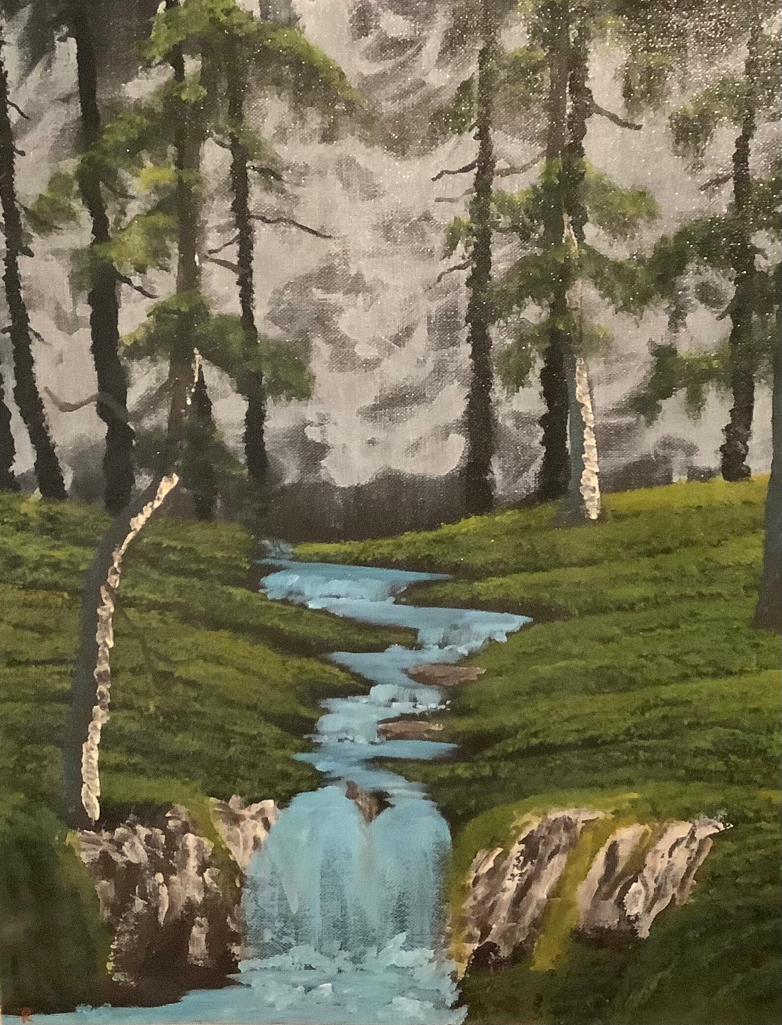 Evening Waterfall - Imitation Of Bob Ross By Kurt Thirion