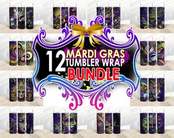 Mardi Gras PNG Bundle designs, Bundle 20 oz Mardi Gras Tumbler Wrap, sublimation bundle, skinny tumbler wrap, digital download