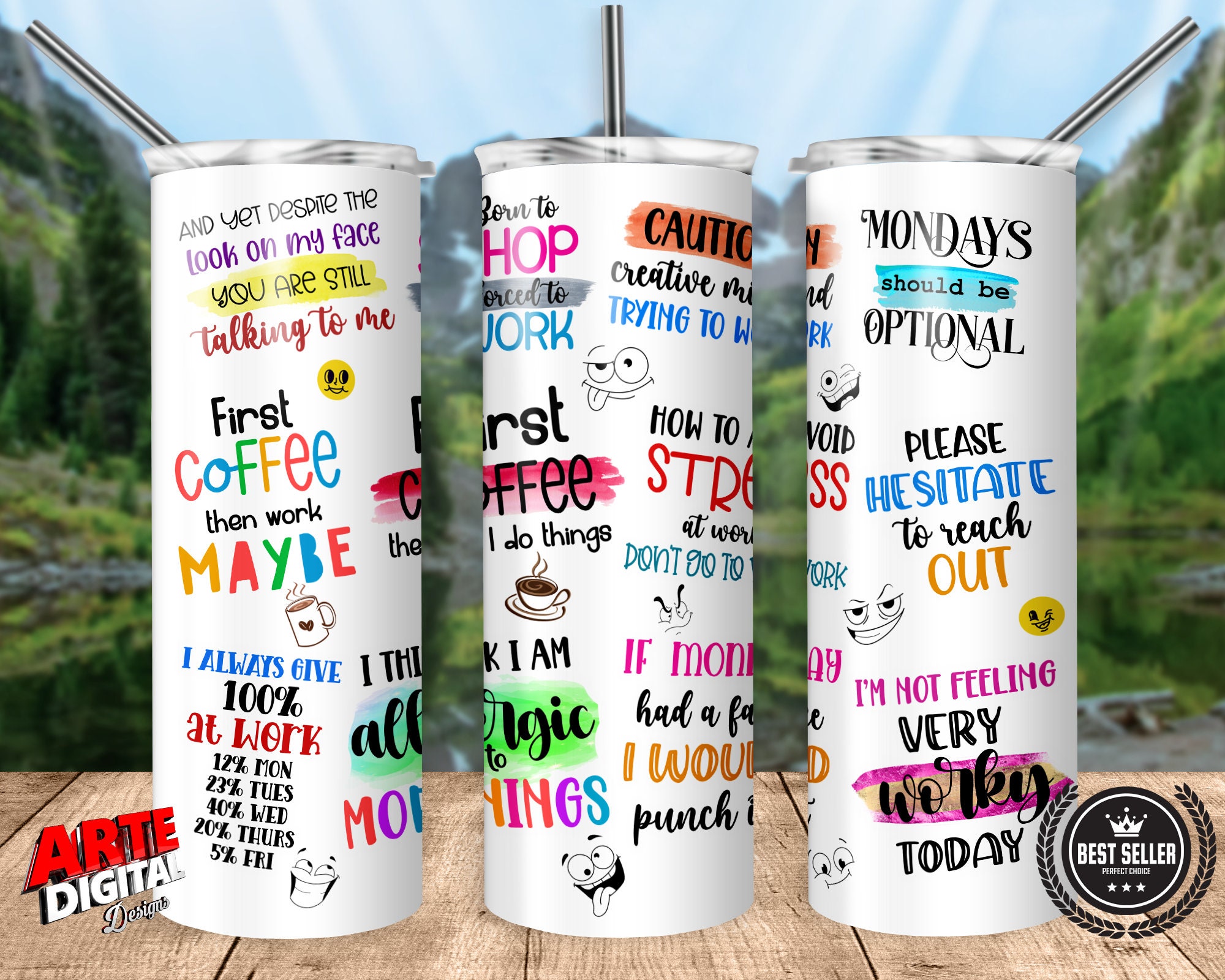Funny Office Tumbler Wrap, 20oz Skinny Tumbler Sublimation Design, PNG