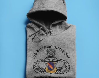 3-504 PIR Blue Devils PT Hoodie - US Army 82nd Airborne Division Recreated Physical Training Hooded Sweatshirt