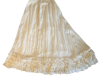 Vintage Full Petticoat Edwardian Victorian Creme Slip Undergarment Negligee Sm