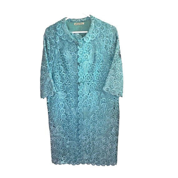 Anna Giovannozzi Turquoise Raffia Crochet VTG 2 P… - image 2