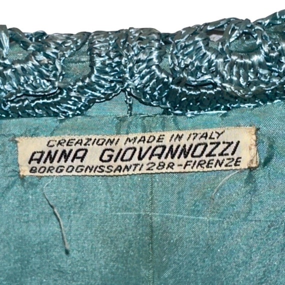 Anna Giovannozzi Turquoise Raffia Crochet VTG 2 P… - image 5