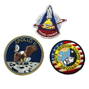 NASA Space Patch Lot 3 Embroidered Patches Young Crippen Chaffee Apollo Columbia