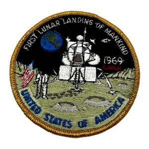 First Lunar Landing 1969 Embroidered Patch Eagle Apollo 11 4&quot; NASA USA