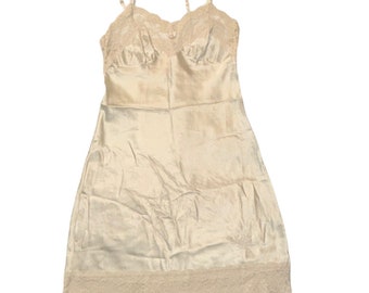 Vintage Christian Dior Lingerie Slip Dress Nightie Creme USA Sz 34