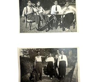 2 Vintage Photo Post Card RPPC Men Hanging Out Drinking Wine Not Postmarked