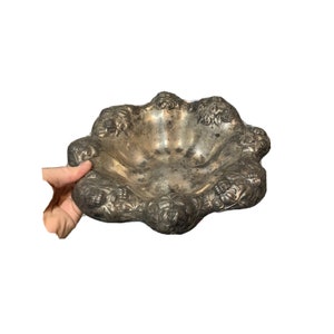 Antique Homan Mfg Co Quad Plate Silver Art Nouveau Repousse Bowl Special Metal 2400