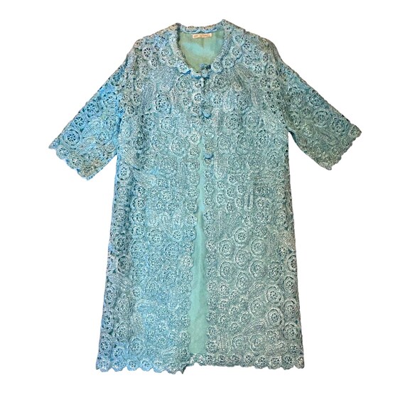 Anna Giovannozzi Turquoise Raffia Crochet VTG 2 P… - image 6