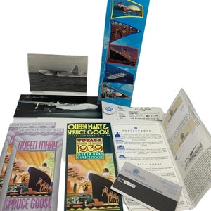 VTG Lot 1990 Queen Mary and Spruce Goose Brochures, 3 Post Cards, Hotel, Info