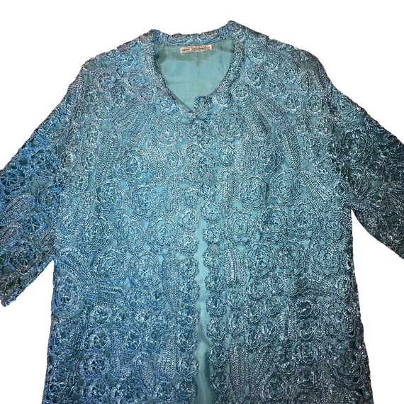 Anna Giovannozzi Turquoise Raffia Crochet VTG 2 P… - image 7