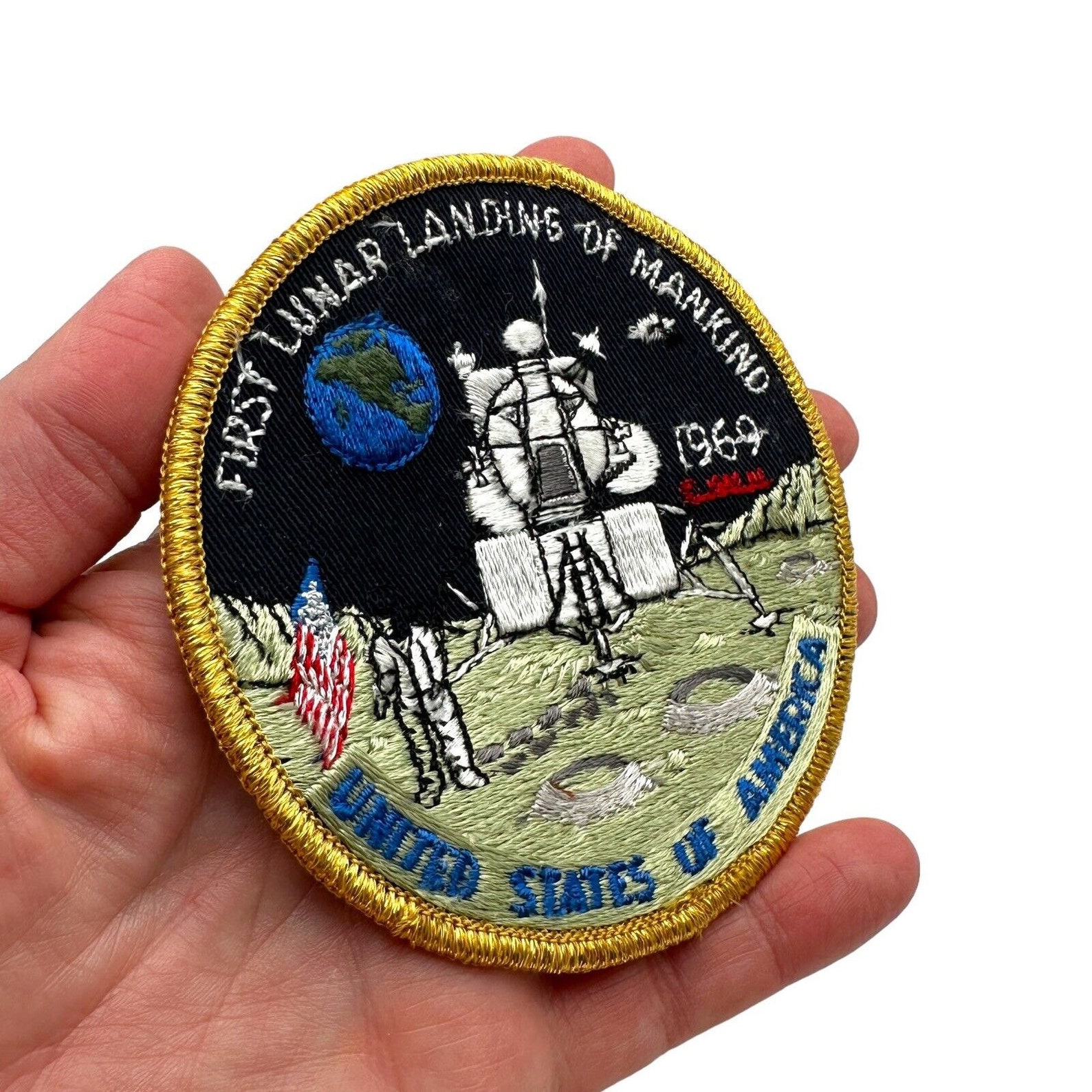 First Lunar Landing 1969 Embroidered Patch Eagle Apollo 11 4" NASA USA ...