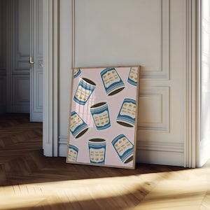 New York Coffee Cup, Blue NY koffiekopje, New York Wall Art, Cute Apartment Prints, Girly Wall Art, New York Digital Prints, NYC Gifts