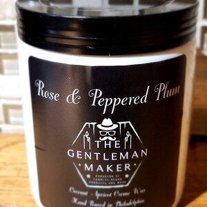 Rose Peppered Plum - Coconut Apricot Candle - 7.2 oz - Scented - All natural - Vegan -  All year - Farmhouse - Veteran owned