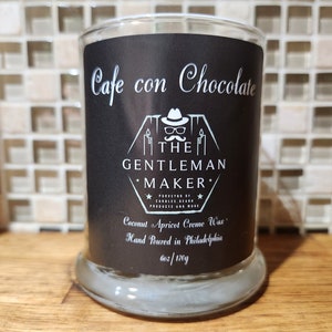 カフェコンチョコレート - ココナッツアプリコットキャンドル - 6オンス - 香り付き - オールナチュラル - ビーガン - 秋 - ガラス製品 - ステータスジャー - 退役軍人所有
