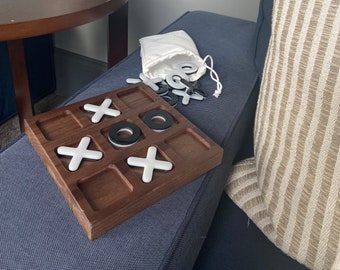 Table Top Tic Tac Toe Board, Wooden Tic Tac Toe Board with Epoxy X's and O's, Handcrafted Tic Tac Toe Game