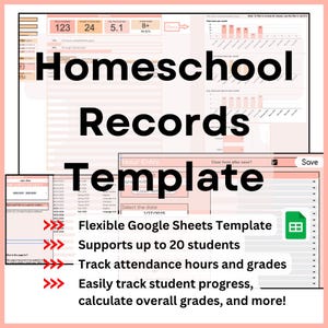 Plantilla de mantenimiento de registros escolares / Hojas de cálculo de Google / ¡Con registro de calificaciones y asistencia, panel de progreso del estudiante, ayuda con la tarjeta de calificaciones y más!