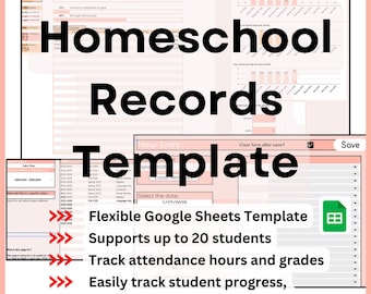 Homeschool Record-Keeping Google Sheet Template: Grade & Attendance Tracker (Digital Download)