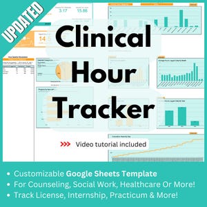 Clinical Hours Tracker | Customizable Google Sheet Template | Beautiful Aesthetic | Designed For Internships, Licensure, Clinicals & More