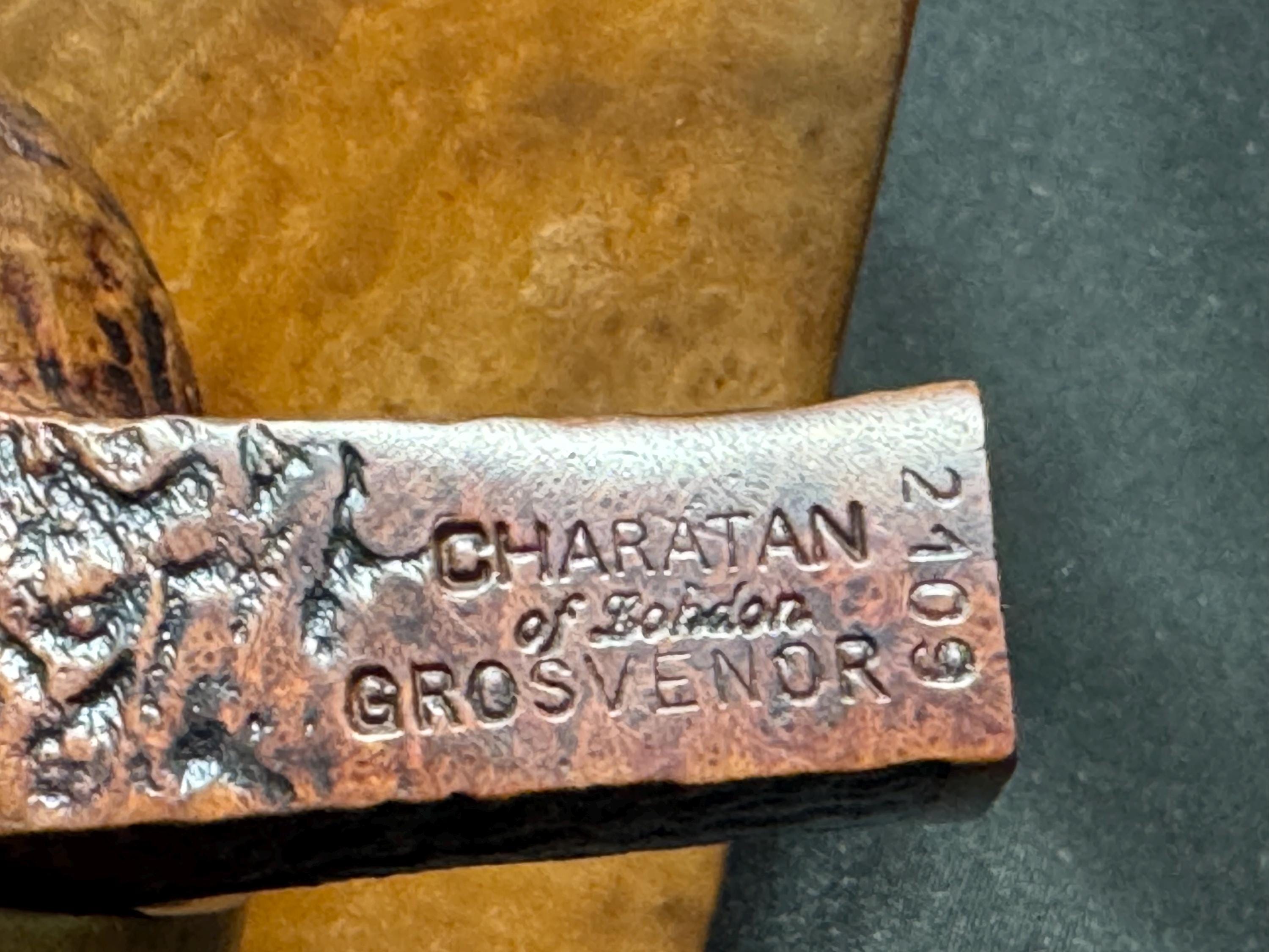 Charatan of London Grosvenor Shape 2109 Rhodesian Sandblast Fishtail Vulcanite Stem 10