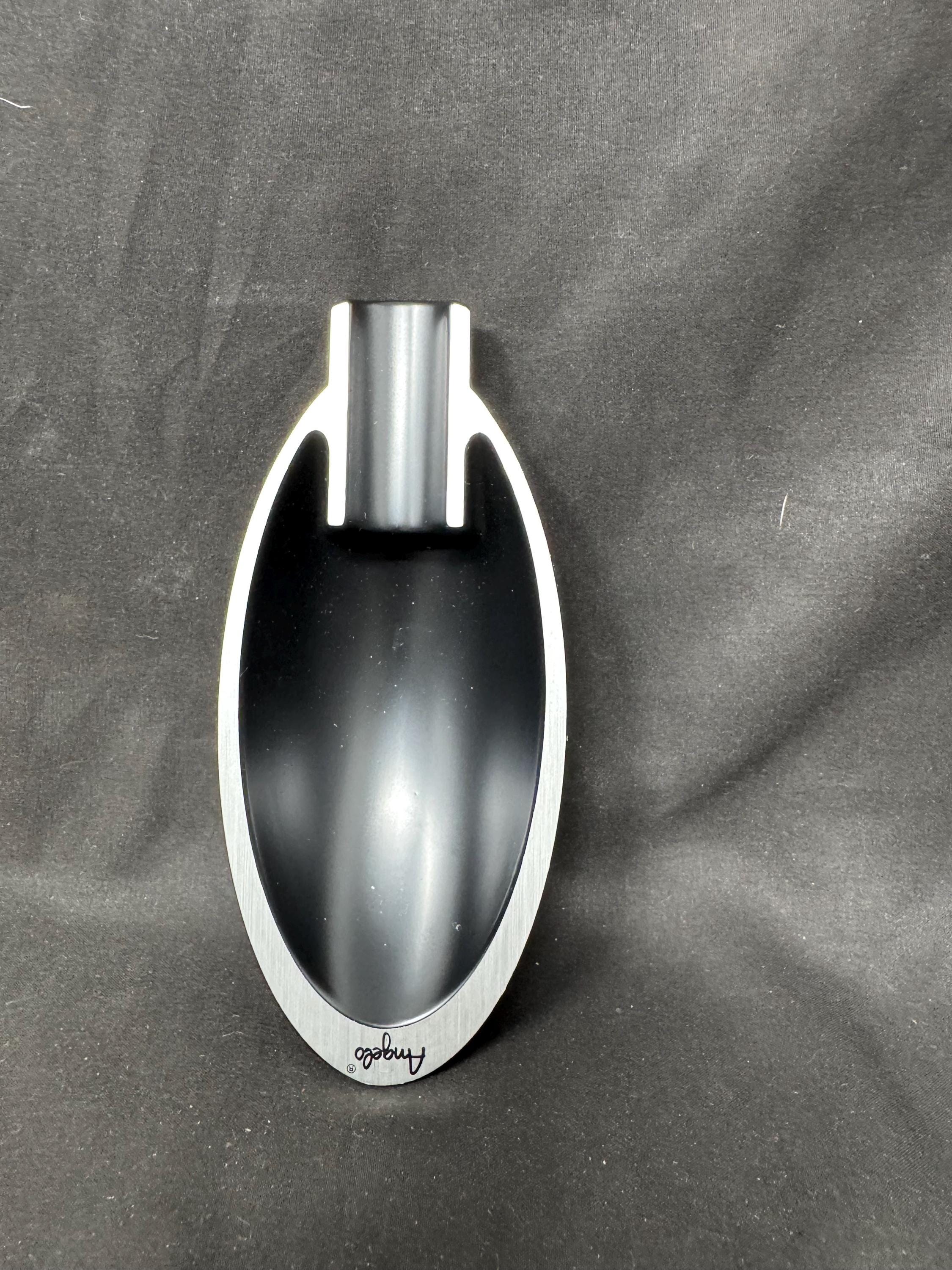 ANGELO Patented Ceramic Ashtray, Italian Mid-Century Modern, Glossy Black with Grey Rim 3
