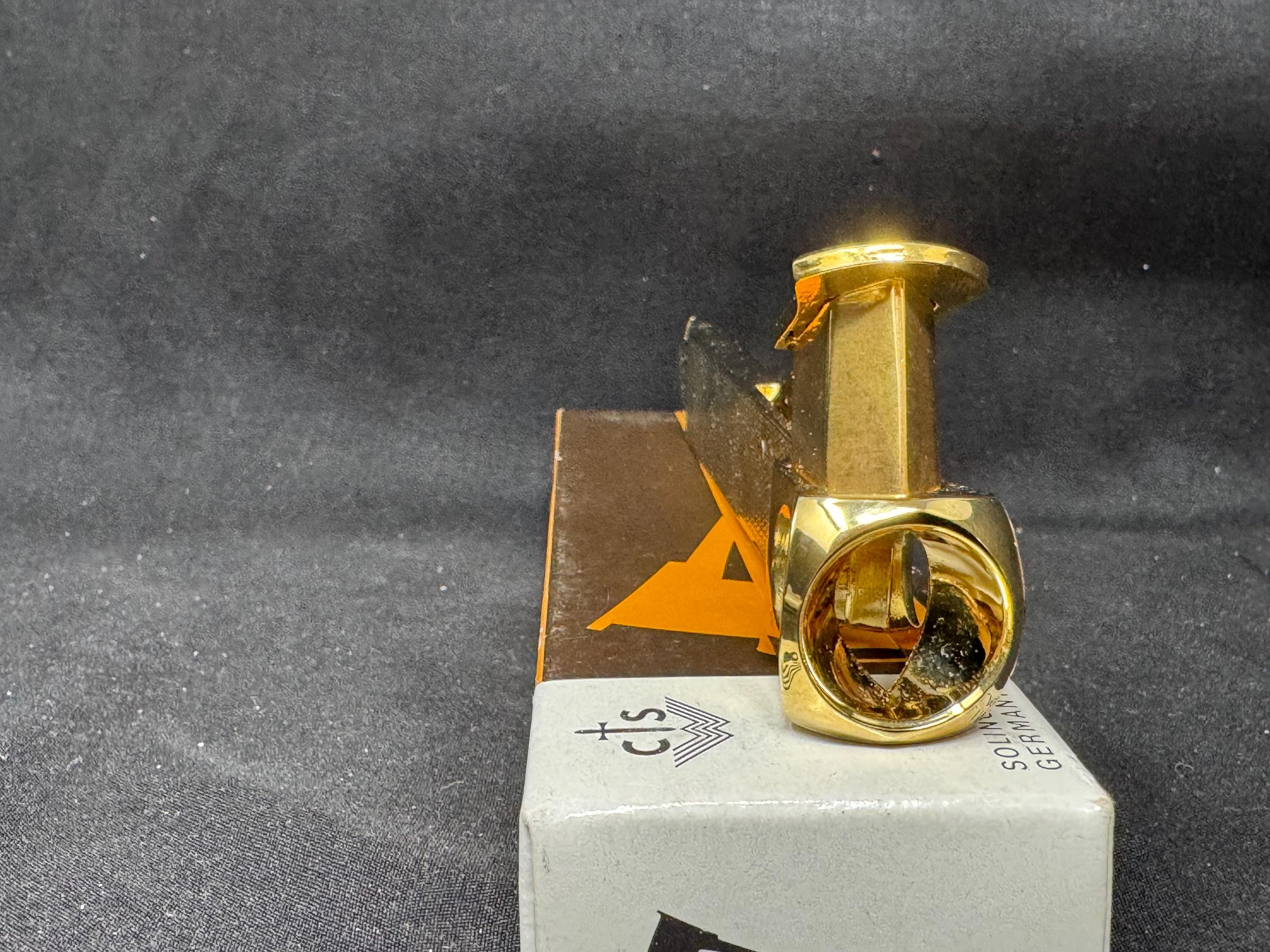 CTS Wolfertz Solingen Gold-Tone V-Cut Cigar Cutter, Original Box, 1980s-1990s 4