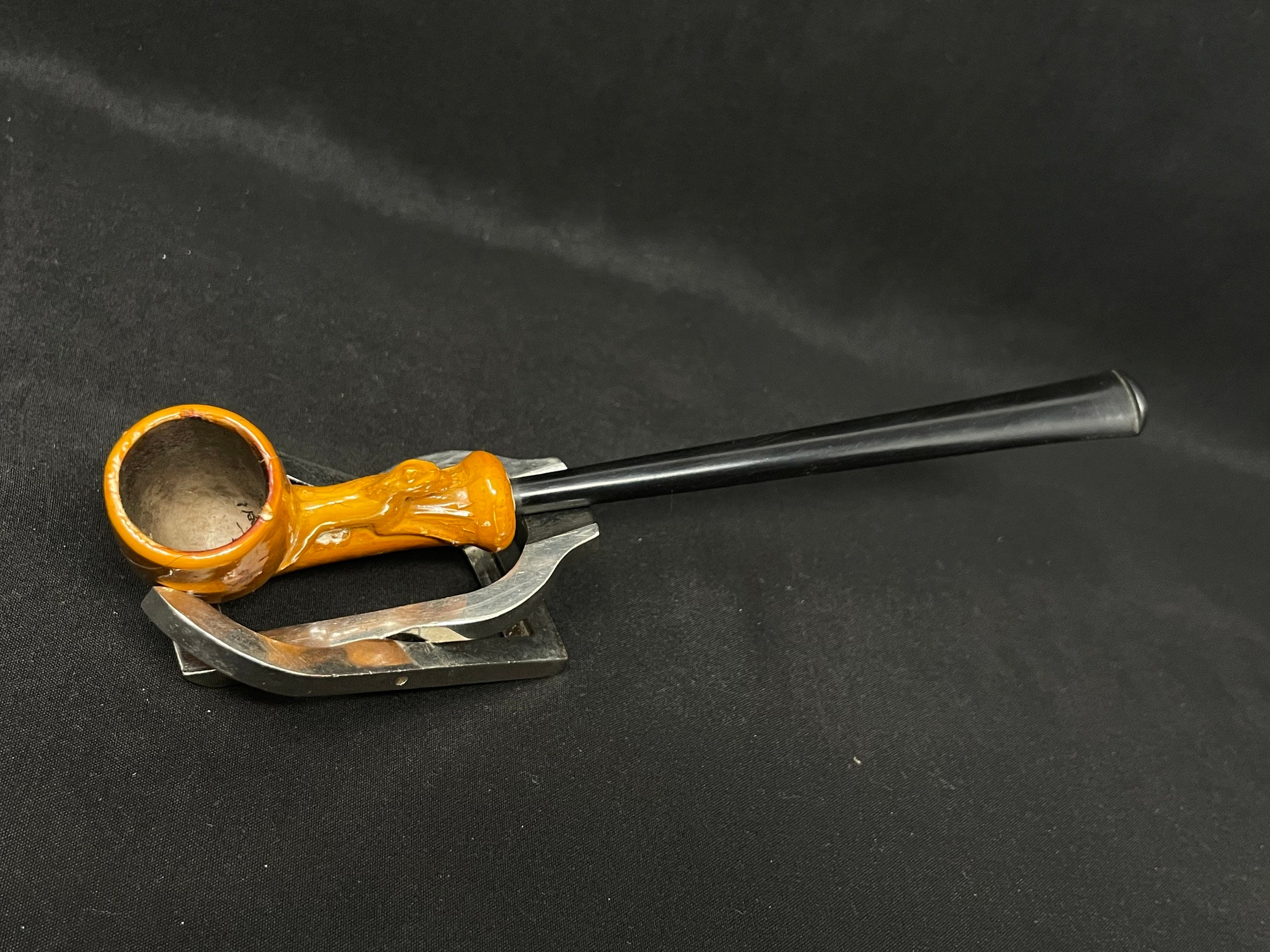 French Ceramic Mini Churchwarden Straight Billiard, Vulcanite Stem, Unsmoked 3