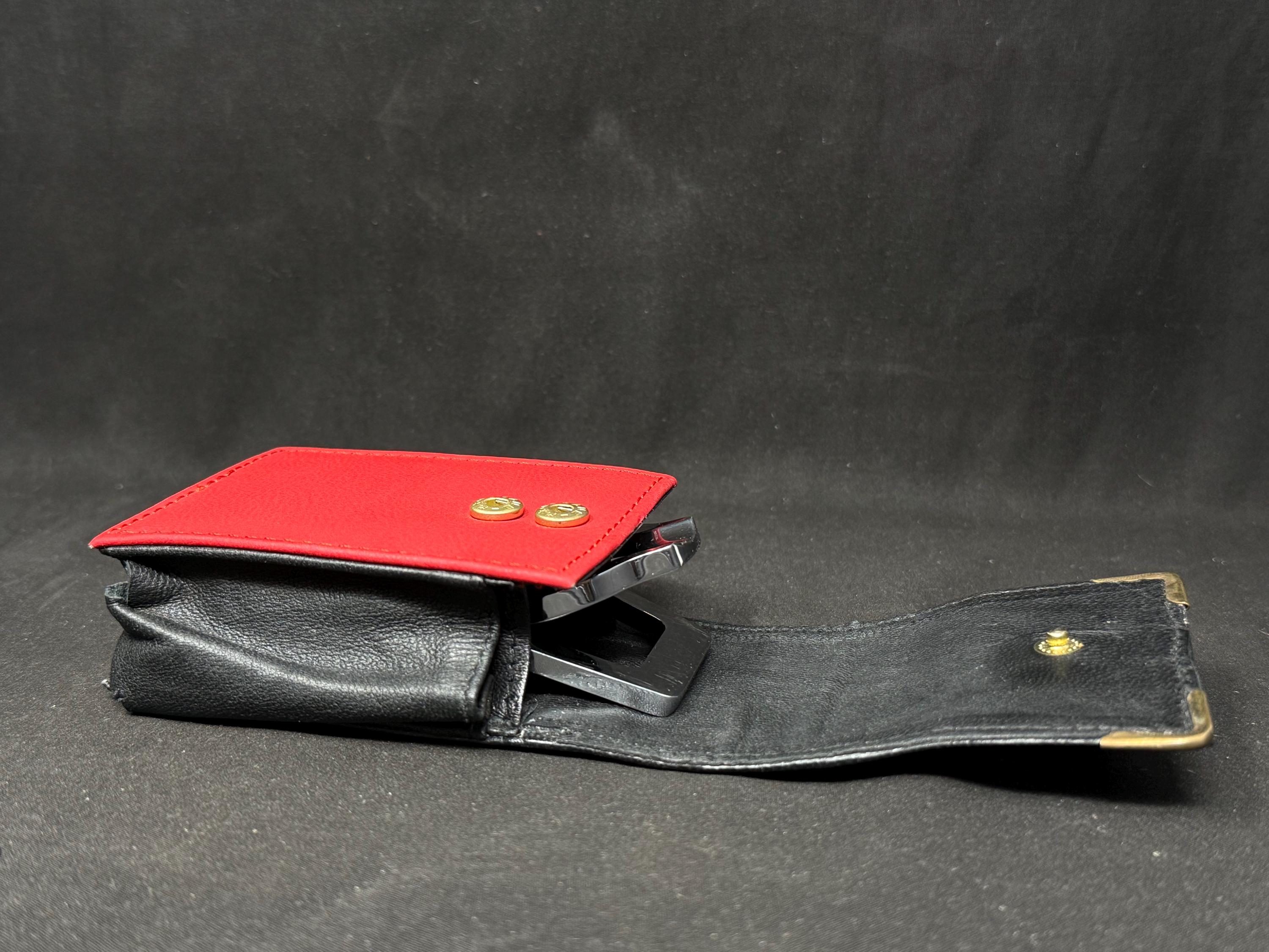 German Leather Cigarette & Lighter Case Set | Brass Star Detail | NOS 4