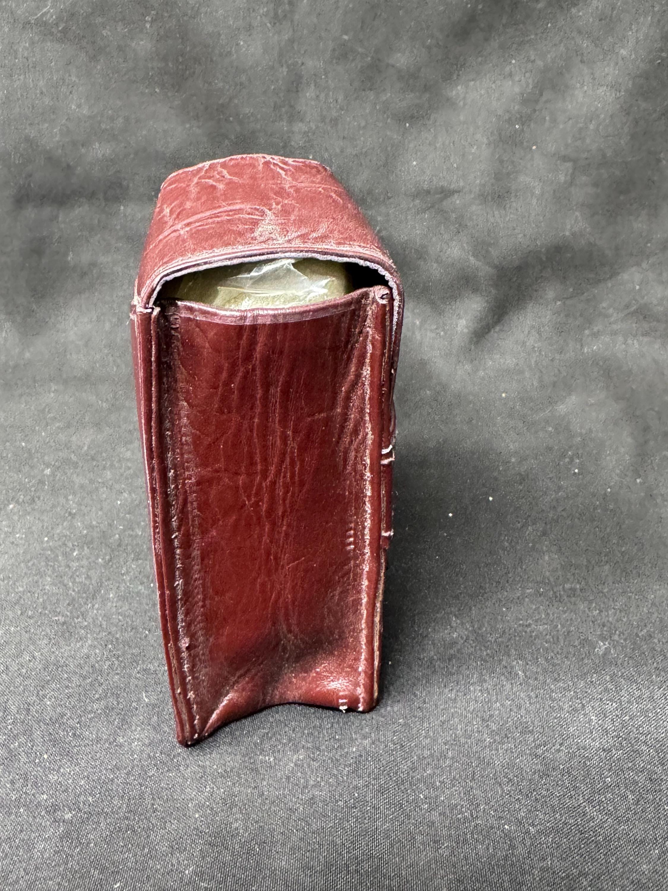 German Leather Cigarette & Lighter Case Set | Brass Star Detail | NOS 5