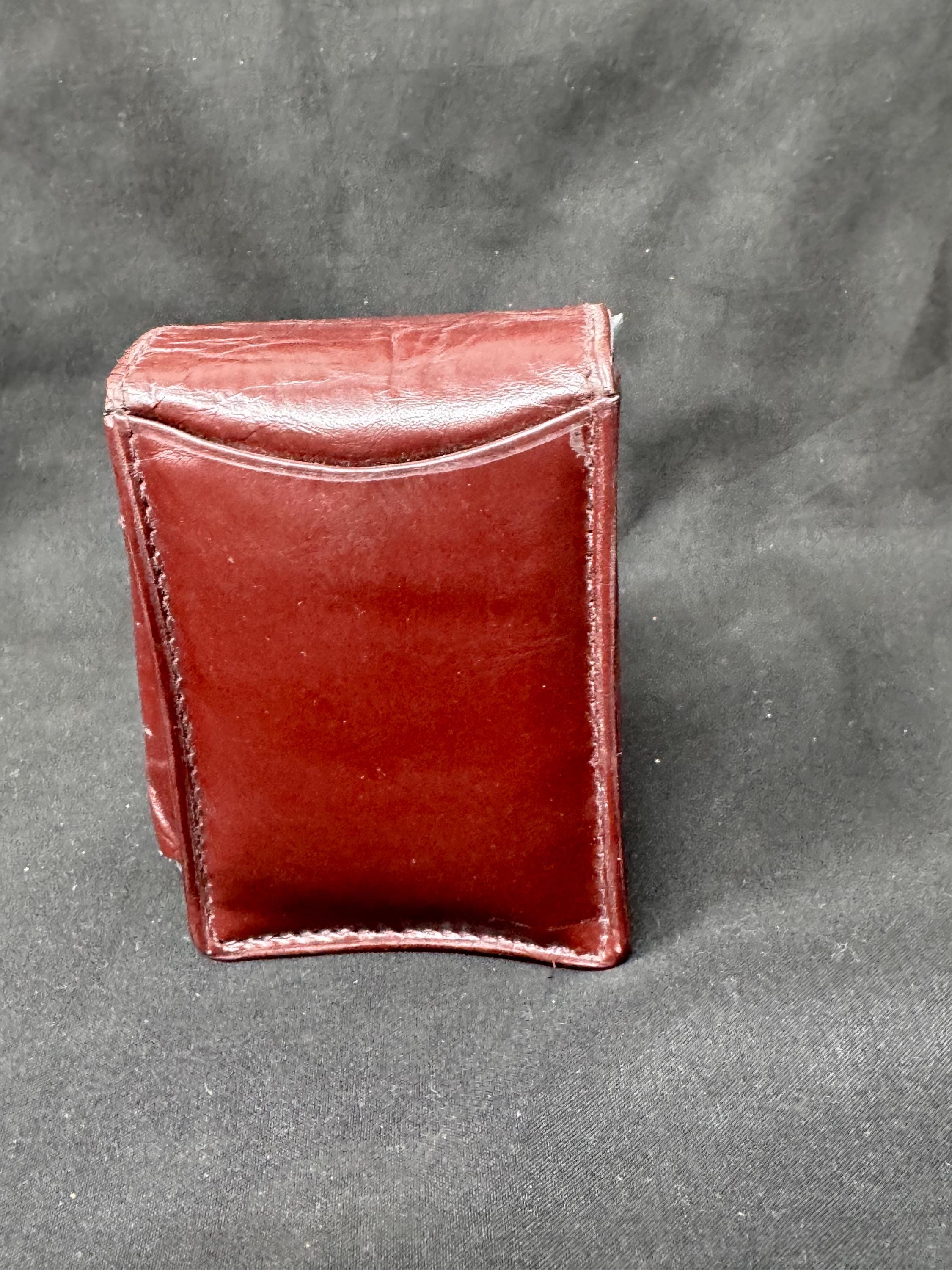 German Leather Cigarette & Lighter Case Set | Brass Star Detail | NOS 4