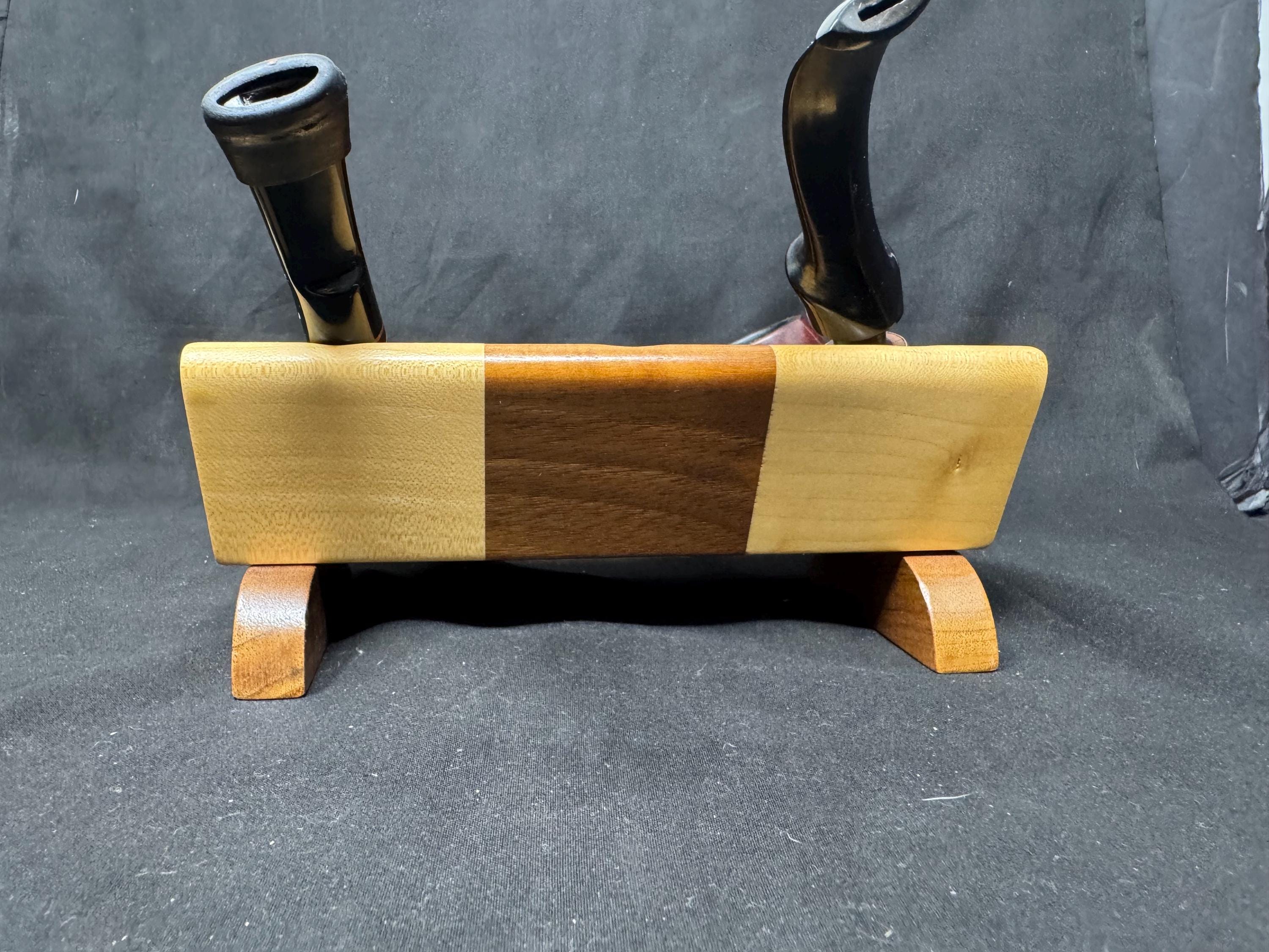 Arcadia S.N.C. Pesaro Mid-Century Modern Pipe Stand - Italian Carved Wood Trio Holder 5