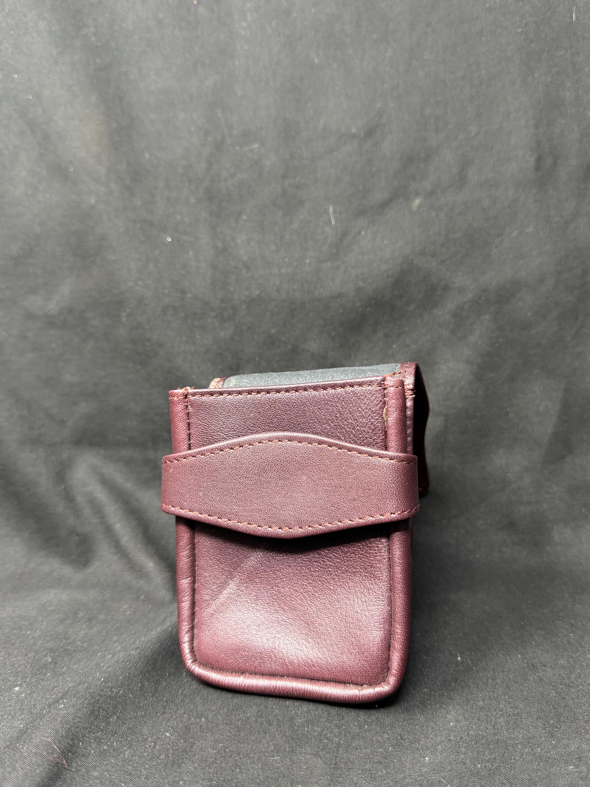 German Vintage Leather Cigarette Pack Holder - Natural Minimalist Strap Closure - NOS 3