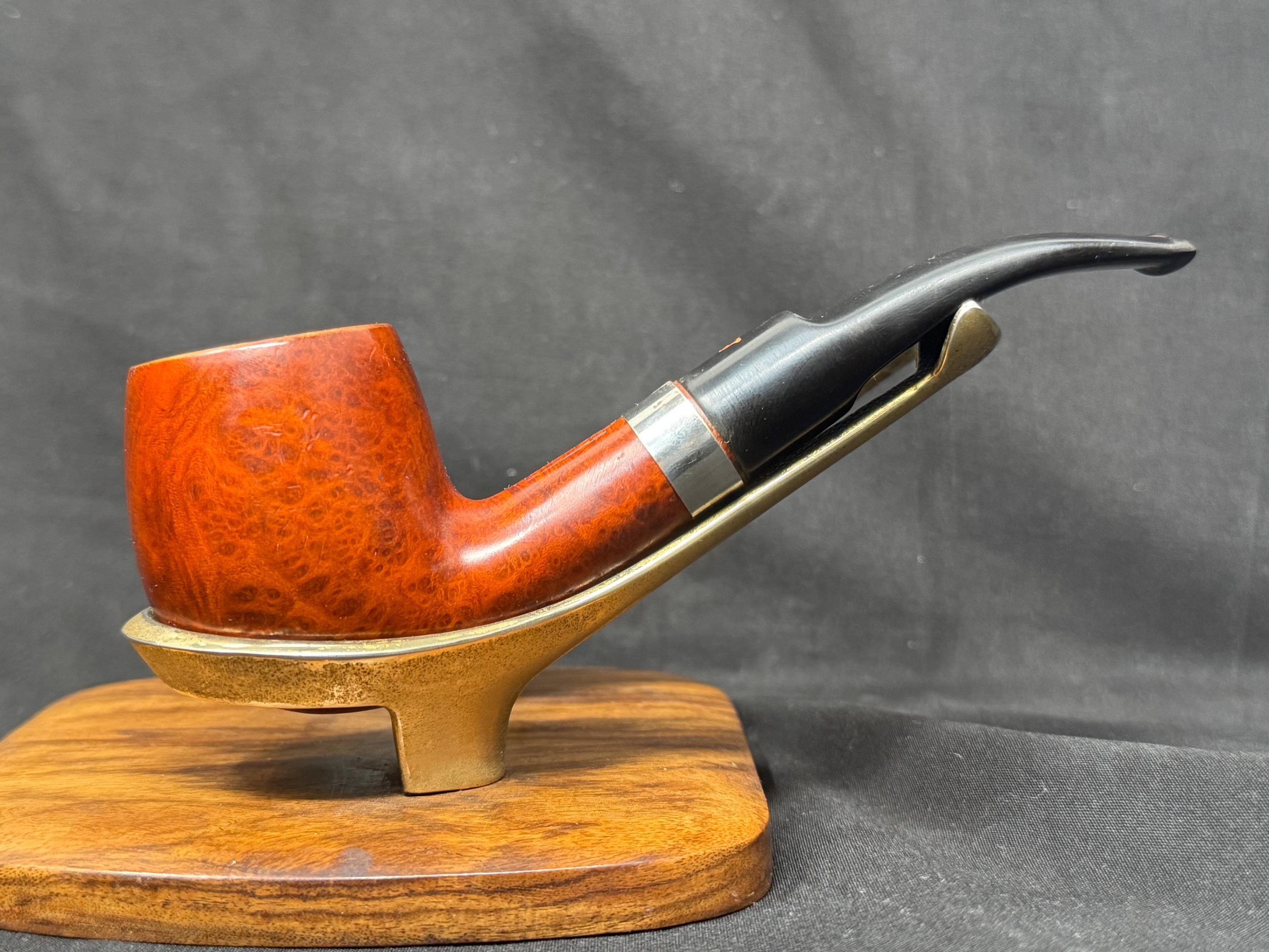Lorenzo Prato 8737 Bent Billiard | Orange Smooth 9mm Filter Fishtail Metal Stem