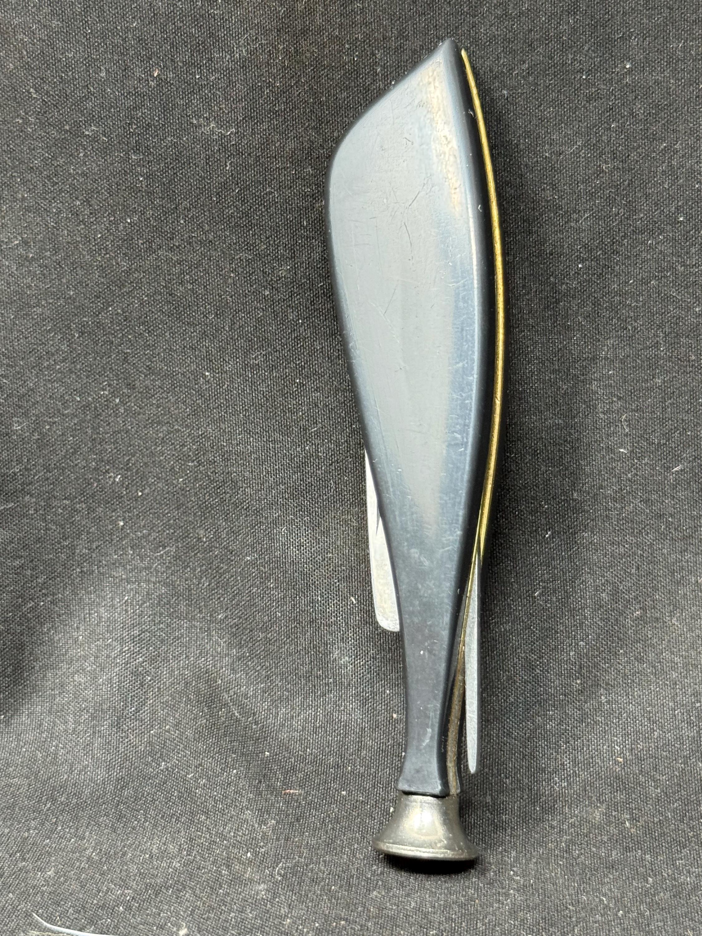 Vintage Modernist Pipe Tool | Three-In-One Black Acrylic Tamper Reamer | SKU-242 8